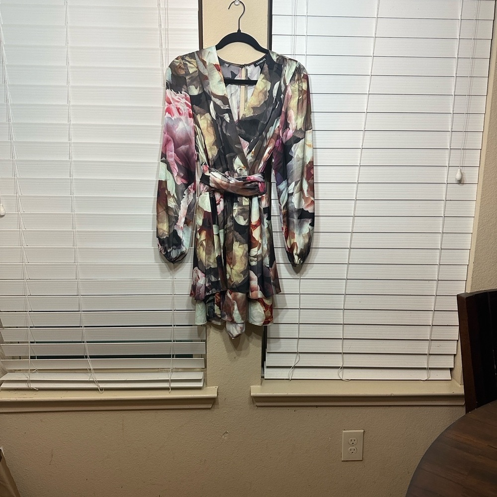 Express Multicolor Floral Long Sleeve Dress - Picture 10 of 10